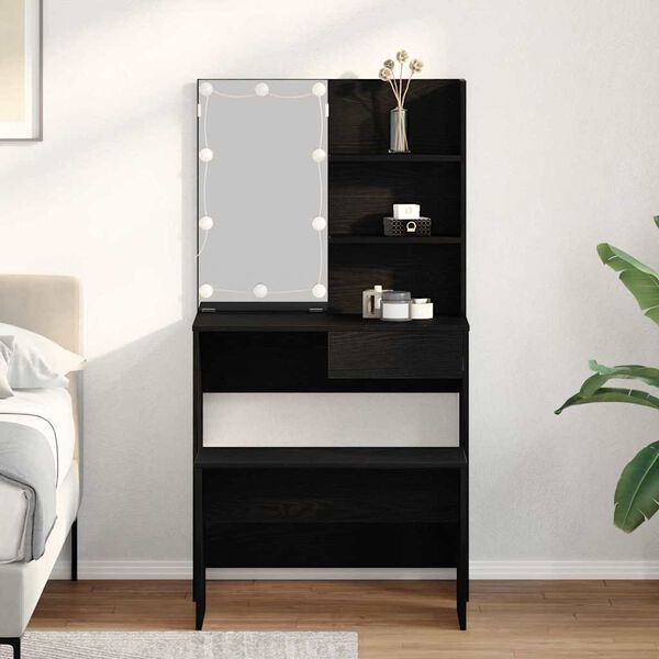 vidaXL Dressing Table Set Black oak 74.5 x 40 x 141 cm Engineered wood