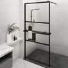 vidaXL Walk-in Shower Wall with Shelf Black 115x195 cm ESG Glass&Aluminium