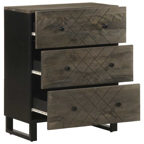 vidaXL Sideboards 2 pcs Black 60x33x75 cm Solid Wood Mango