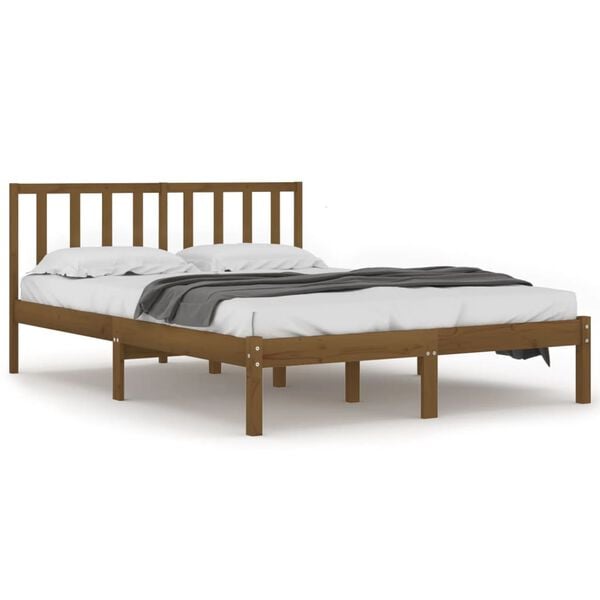 vidaXL Bed Frame without Mattress Honey Brown Solid Wood Pine 200x200 cm