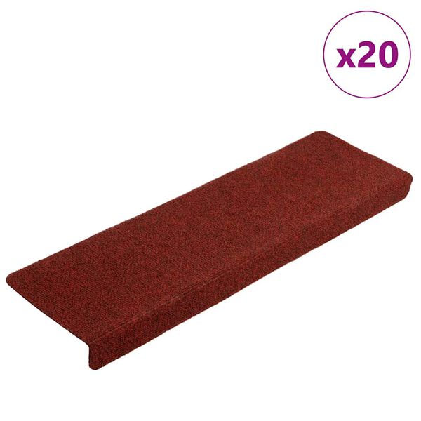 vidaXL Stair Mats Self-adhesive 20 pcs 65x21x4 cm Bordeaux Red Rectangular Edge
