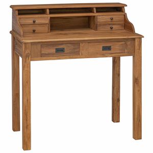 vidaXL Writing Desk Natural 89.5 x 49.5 x 100 cm Solid Teak Wood