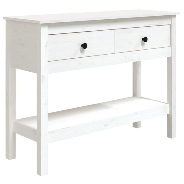 vidaXL Console Table White 100x35x75 cm Solid Wood Pine