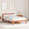 vidaXL Bed Frame with Headboard Wax Brown 140 x 190 cm Solid Pine Wood