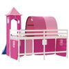 vidaXL Kids' Loft Bed with Tower without Mattress Pink 90x200 cm