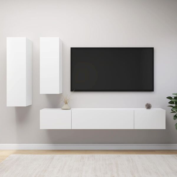vidaXL 4 Piece TV Cabinet Set White Engineered Wood