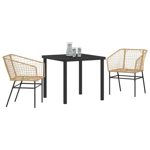 vidaXL Garden Dining Set 3 pcs Brown Poly Rattan