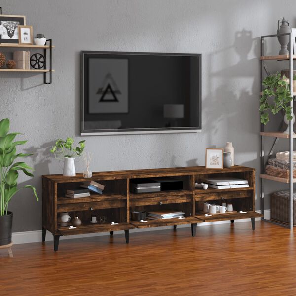 vidaXL TV Cabinet Smoked Oak 150x30x44.5 cm Engineered Wood