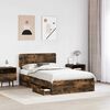 vidaXL Bed Frame with Drawer Smoked Oak 135 x 190 cm Engineered Wood