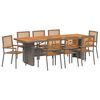 vidaXL Garden Dining Set 9 pcs Grey and Brown Poly Rattan