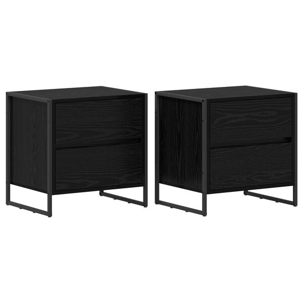vidaXL Bedside Table 2 pcs Black Oak 50 x 39.5 x 50 cm Engineered Wood