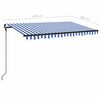 vidaXL Manual Retractable Awning with LED 450x300 cm Blue and White