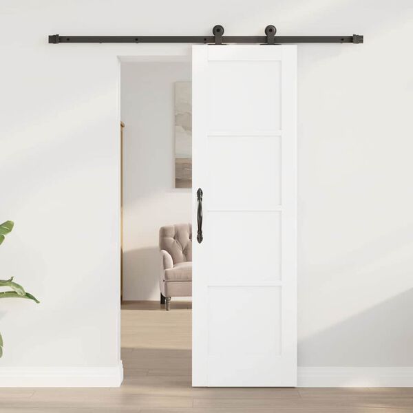 vidaXL Sliding Door White and Black 61 x 198.5 cm Solid Pine Wood