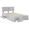 vidaXL Bed Frame Concrete Grey 135 x 190 cm Engineered Wood