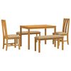vidaXL Dining Set 5 pcs Beige Solid Oak Wood