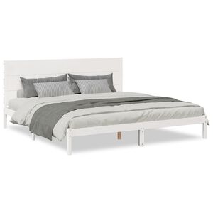 vidaXL Extra Long Bed Frame without Mattress White 200x220 cm Solid Wood