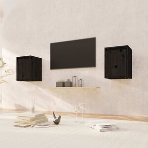 vidaXL Wall Cabinets 2pcs Black 30x30x40 cm Solid Wood Pine