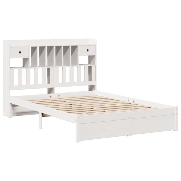 vidaXL Bookcase Bed without Mattress White 140x200cm Solid Wood Pine