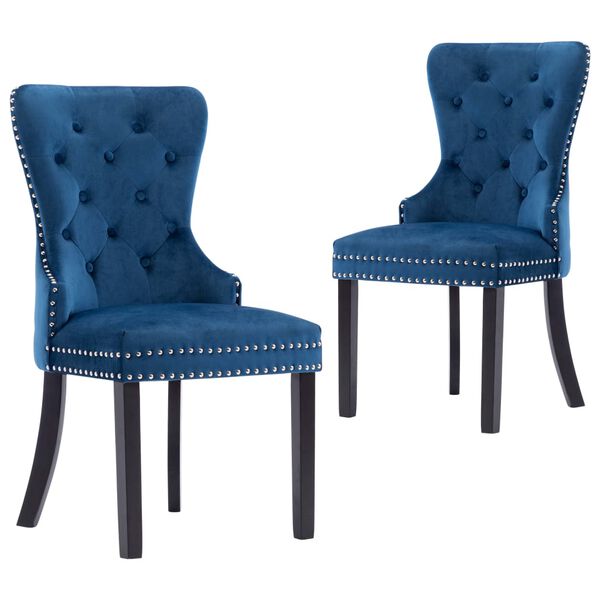 vidaXL Dining Chairs 2 pcs Blue Velvet