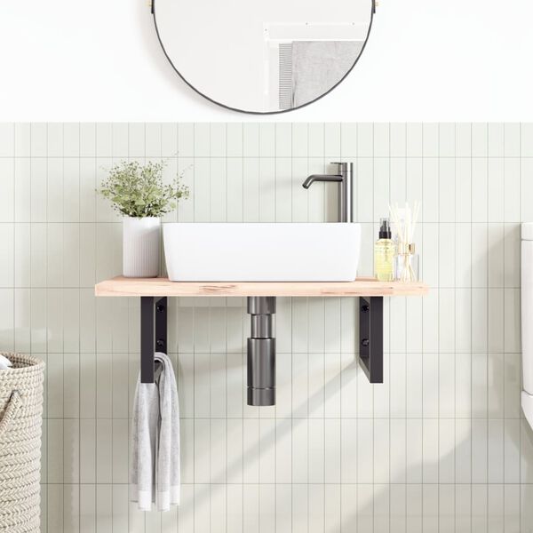 vidaXL Shelf Brackets for Washbasin 2 pcs Black Rectangular Steel