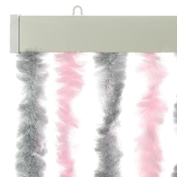 vidaXL Fly Curtain Silver Grey and Pink 56x185 cm Chenille