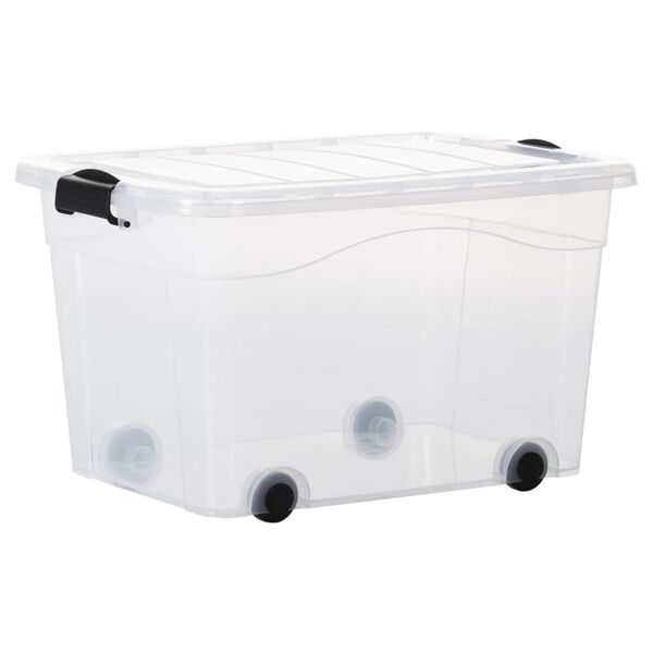 vidaXL Storage Boxes with Wheels & Lids 5 pcs Transparent 60 L