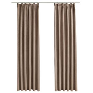 vidaXL Blackout Curtains with Hooks 2 pcs Taupe 140x225 cm