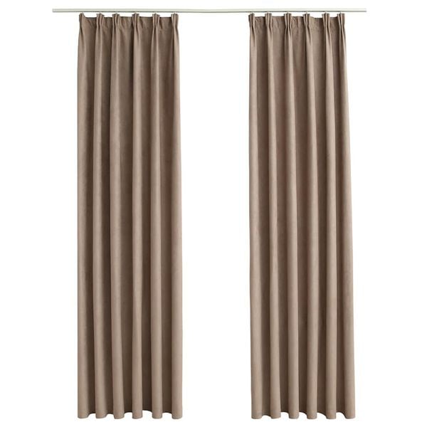 vidaXL Blackout Curtains with Hooks 2 pcs Taupe 140x225 cm