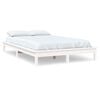 vidaXL Bed Frame | White | Solid pine wood | Double bed | Decorative Inlays