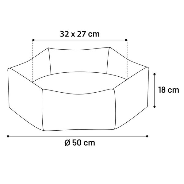 FLAMINGO Dog Bed with Zipper Panama Hexagonal 50x18 cm Taupe