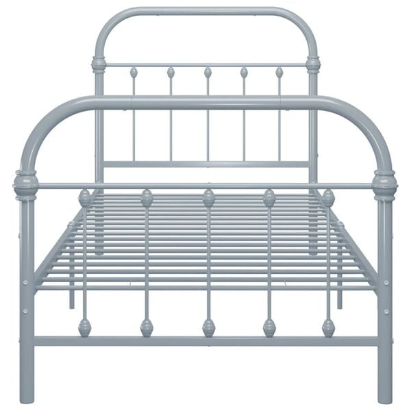 vidaXL Bed Frame without Mattress Grey Metal 100x200 cm