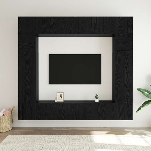 vidaXL TV Cabinet Set Wall-mounted 8 pcs Black Oak Engineered Wood