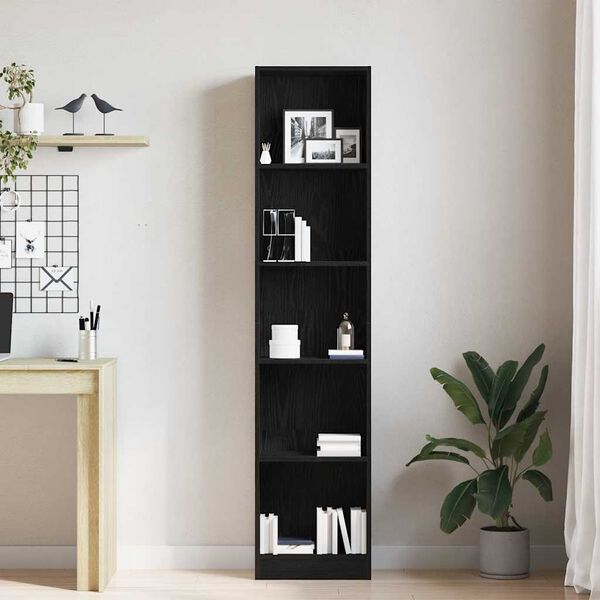 vidaXL Bookcase Black Oak 40x24x176 cm Engineered Wood