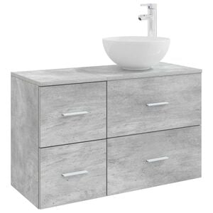 vidaXL Bathroom Furniture Set 2 pcs Concrete Grey Engineered Wood