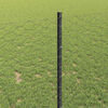 vidaXL Fence with Post Grey 1 x 100 m Steel and PVC