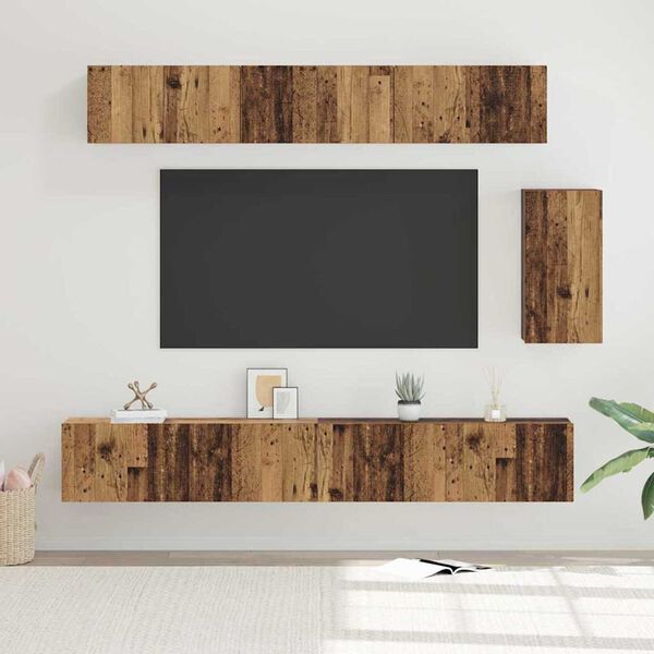 vidaXL TV Cabinet Set with Drawer 6 pcs Old Wood Engineered Wood