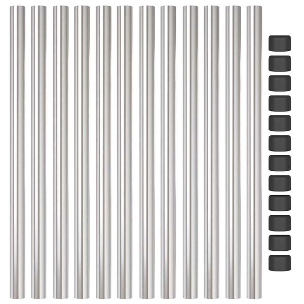 vidaXL Fence Posts 12 pcs Silver 90 cm Powder-coated steel
