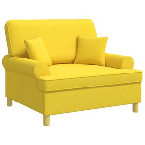 vidaXL Armchair with Cushions Light Yellow Fabric