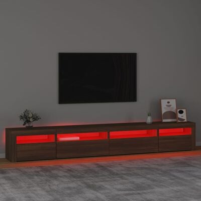 vidaXL TV Cabinet with LED Lights Brown Oak 270x35x40 cm
