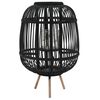 vidaXL Candle Holder | Black | Bamboo and Glass | Medium | Decorative Inlays