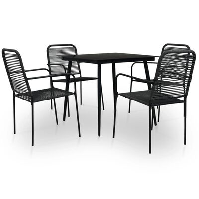 Vidaxl 5 Piece Outdoor Dining Set Cotton Rope And Steel Black Co Uk - How To Clean Black Metal Furniture
