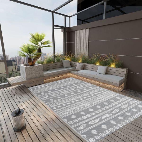 vidaXL Outdoor Rug ARAKIL Grey 140x200 cm PP