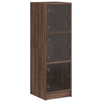 vidaXL Highboard with Glass Doors Brown Oak 35x37x109 cm
