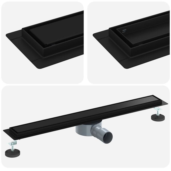 vidaXL Shower Drain 2-in-1 with 360&deg; Siphon Black 70 cm