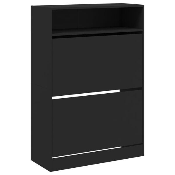 vidaXL Shoe Cabinet with 2 Flip-Drawers Black 80x34x116 cm