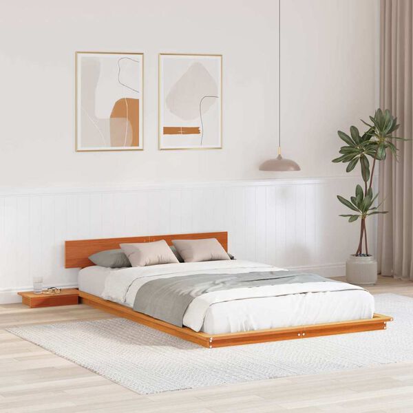 vidaXL Bed Frame Brown 135 x 190 cm Wood