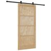 vidaXL Sliding Door Natural and Black 93 x 202 cm Solid Pine Wood