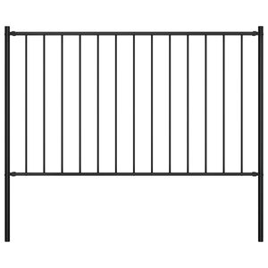 vidaXL Fence Panel with Posts Powder-coated Steel 1.81x1 m Black
