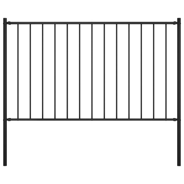 vidaXL Fence Panel with Posts Powder-coated Steel 1.81x1 m Black