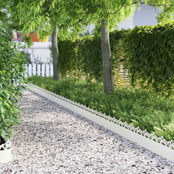 vidaXL Lawn Edgings 30 pcs White 103 x 0.05 x 22 cm Steel